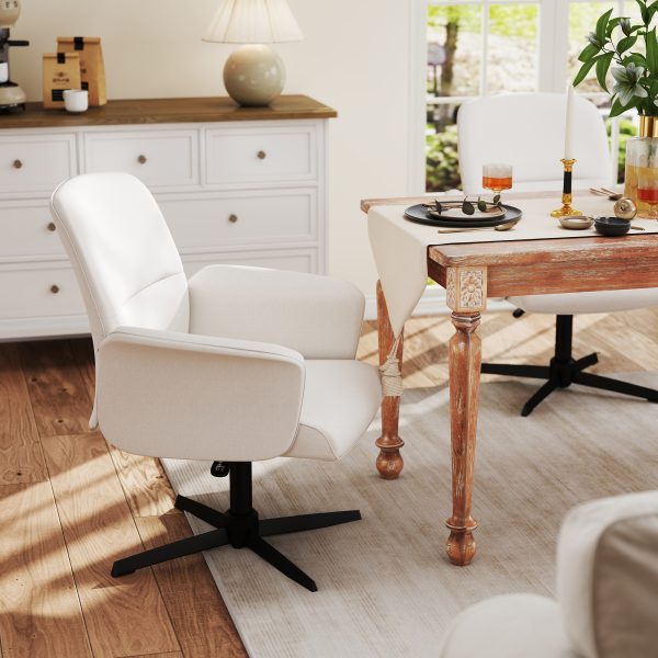 product-open-21acacec676e4ab1b6704b25779a2b3f-goods Homy Casa Beige Upholstered Chenille Dining Chair, Side Chair, Swivel Adjustable Height Accent Chair Featuring Padded Arms And Iron Legs, Modern Design Suitable for Cafe, Kitchen, Dining Room, Available in Single Piece Or Sets of 2 Or 4