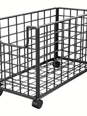 1pc Metal Storage Basket With Wheels, Multifunctional Organizer For Laundry, Bathroom And Kitchen, Without Lid, Home Organization Baskets, Boxes And Containers, Shelf Baskets