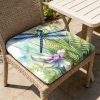 product-open-2212de60b1be49d38db45f40eafaad98-goods 1pc Silent Winged Dragonfly Pattern Courtyard Chair Seat Cushion, Indoor And Outdoor Seat Cushions, Back Cushions, Size 19.7*17.7*1.57inch, Suitable for Garden Chairs, Office Chairs And Floor Seats. Soft And Comfortable