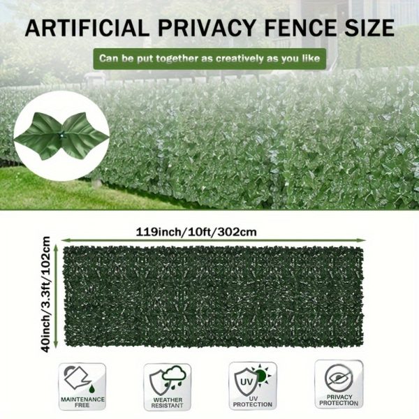 product-open-2218144f513349b4a901172af5452fe9-goods 119 X 40 Inch Artificial Ivy for privacy Screen Realistic Faux Greenery Wall Panel For Outdoor Home Garden And Patio Decor Perfect For Privacy And Aesthetic Enhancement Including Work Gloves
