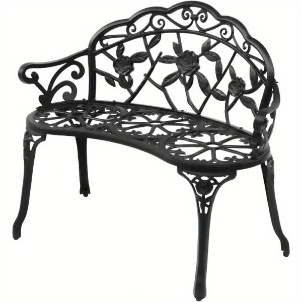 product-open-223fbd5349234f058730a559d313291a-goods Bonnlo Outdoor Bench with Cast Frame - Metal Bench, Small 2-Seater Suitable for, Porch, Yard, Park - Assembly, Low-Maintenance Outdoor Furniture