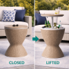 [All-Weather Resin Table] Outdoor Ice Bucket Side Table with Storage Shelf, All-Weather Heavy-Duty Resin Patio Cooler Table, Round Easy-Clean End Table for Pool, Garden And Balcony