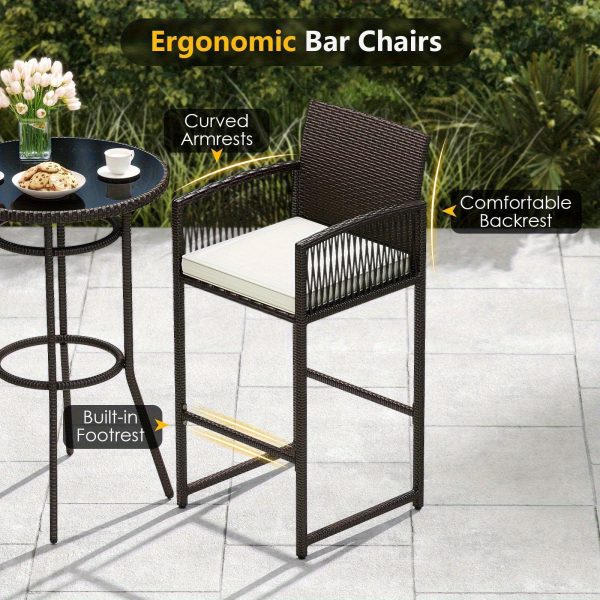 product-open-22be683a70084763a4c9d3a02c2c07be-goods LIFEZEAL 3pcs Outdoor Bar Set, Featuring a Wicker Bar Table And Armchairs with Two Cushions, Sturdy Metal Barstools And Table with Glass Top for Your Backyard, Poolside, Or Porch, Outdoor Bar Table And Chair, Outdoor Table And Chair Set, Outdoor High Top Table And Chair, Patio Set Outdoor, Patio Table And Chair Set, Outdoor Patio Bar Set, High Top Outdoor Table And Chair, Bar H Table, Outdoor Bar Chair, High Top Table And Chair Outdoor, Outdoor Dining Table And Chair, High Table And