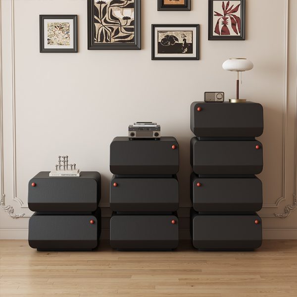 product-open-22ddb0188652458b88ccd2aac9657c44-goods Modern Stackable Nightstand, 1set Double-decker Locker. Modular Bedside Table, Minimalist Black & White Storage Drawer, Space-Saving Accent Furniture for Bedroom & Living Room, Silent Soft Close Rails, Scratch-Resistant PU Finish, Easy Assembly