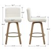 Pair of Contemporary Bar Stools Featuring Backs, Rotating Counter-Height Design, Upholstered Fabric for Kitchen Islands, Sturdy Wooden Legs, Ideal for Home Kitchens And Pubs