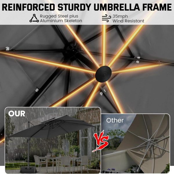 product-open-232c0e014b824800b44e624eebc2f5ee-goods 10ft Heavy-Duty Outdoor Cantilever Parasol with, Large Rectangular Offset Umbrella - 360° Rotating Canopy, Tilt Mechanism & Heavy-Duty Aluminum Frame for Patio, Deck, Balcony, Pool (Compatible with most roofs)