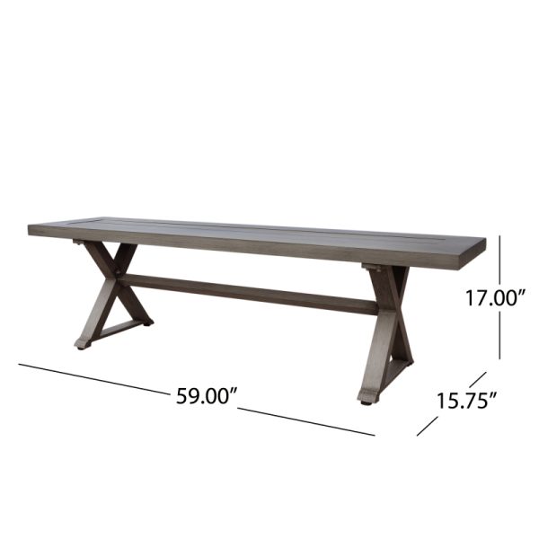 product-open-2357f2d82b6f4adba4806135dfbd2073-goods Modern Outdoor Aluminum Dining Bench with Dark Gray - Heavy-Duty All-Weather Patio Furniture, Sturdy Construction & Low-Maintenance Design for Garden, Balcony, Cafe - Durable Indoor/Outdoor Seating (No Wood Components)