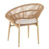 [Outdoor Wicker Papasan] Set of 2 Cyril Outdoor Wicker Papasan Chair With Teak Legs & Dark Gray Faux Rattan Frame - -Weather Suitable for,, Poolside Furniture - Cushioned Seating, Low-Maintenance Wipeable for /Outdoor Use