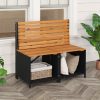 product-open-23a9951e86154221abb7923f3343d133-goods LIFEZEAL 2-in-1 Outdoor Convertible Bench, Transforming Interchangeable Picnic Table Garden Loveseat, PE Rattan Acacia Wood Foldable Table and Chairs Set with Metal Frame, for Porch Backyard & Deck