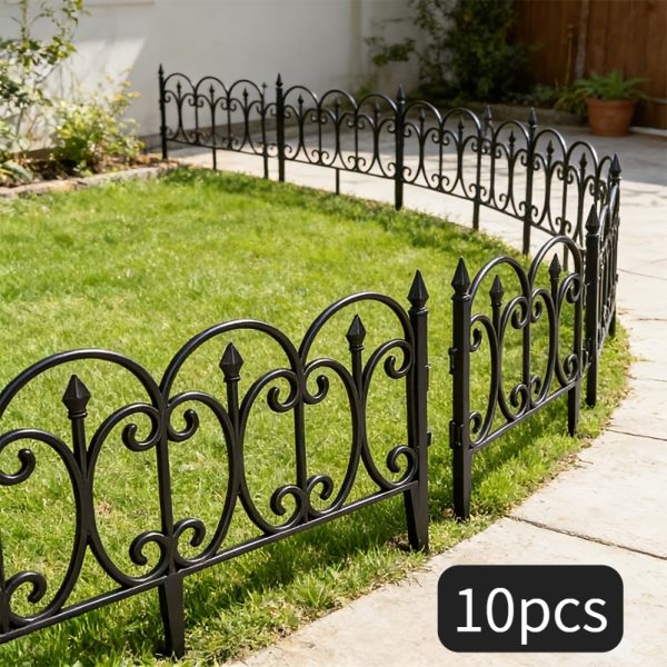 10pcs Set of Novelty Decorative Garden Fence Panels And Edging, Heavy-Duty Plastic Outdoor Landscape Fence Panels with a Finely Finished Surface, Suitable for Outdoor Patios, Yards, Flower Beds And Other Scenes. Easy to Install, The Fence Panels