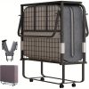 product-open-247d44f435d349db9c650aa3ad8720aa-goods Folding Bed with 4 Inch Memory Foam Mattress, Single Rollaway Bed for Guests, Space Saving Portable Bed with Lockable Wheels, Easy Assembly& Moving, 75 x 31(Standard)