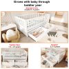 Convertible Bed with Storage Drawers, 3-In-1 Solid Wood Kids Daybed with Removable Guardrails, Compatible with Standard US Mattresses, White