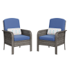 [Outdoor Wicker Chairs] Outdoor Wicker Chairs Set of 2, High Back Rattan Patio Chairs with Comfy Cushion, All-Weather Outside Club Chairs for Balcony Deck Garden