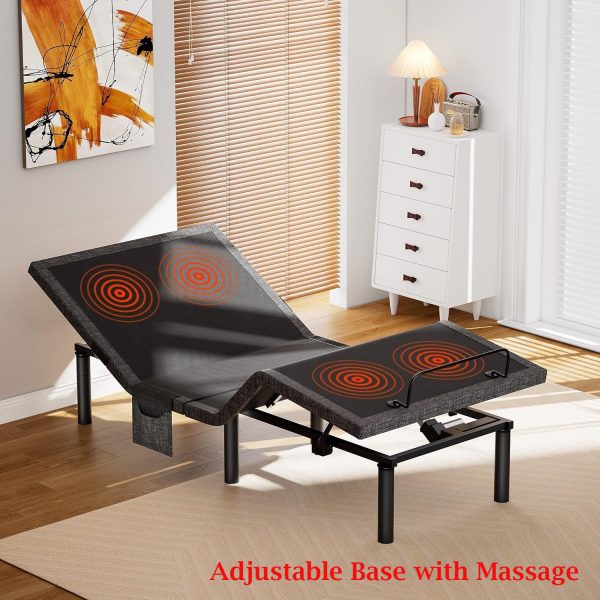 product-open-24dcfeb47e7c42cc8f8ae2f54f003acb-goods Adjustable Bed Frame with Massage, Head And Foot Incline, Wireless Remote, 4 Built-In USB Ports, LED Night Light, 4 Height-Adjustable Legs, Electric Bed Base, Christmas Gifts