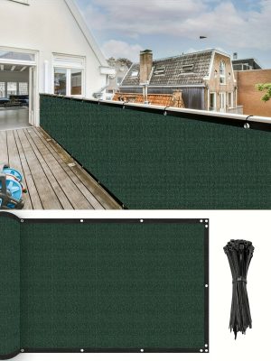Dark Green Privacy Screen for Balconies, Designed to Shield Against And Sun, Featuring Eyelets for Easy Installation. Ideal for Decks, Patios, Backyards, Pools, And Porches (1pc)
