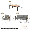 product-open-255d18f03b6f4bcba510a69542ae8cc8-goods Modern 4/5/7pcs Metal Patio Furniture Set, Outdoor Conversation & Pub Table Set with Coffee Table for Porch, Balcony and Sunroom, Gray