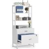 product-open-256cbe10429c4cc79f241146ae93822f-goods LustreC 2 Drawer Vertical File Cabinet with Lock & Bookshelf, Letter Size Large Modern Filing Cabinet Printer Stand with Open Storage Shelves for Home Office, White