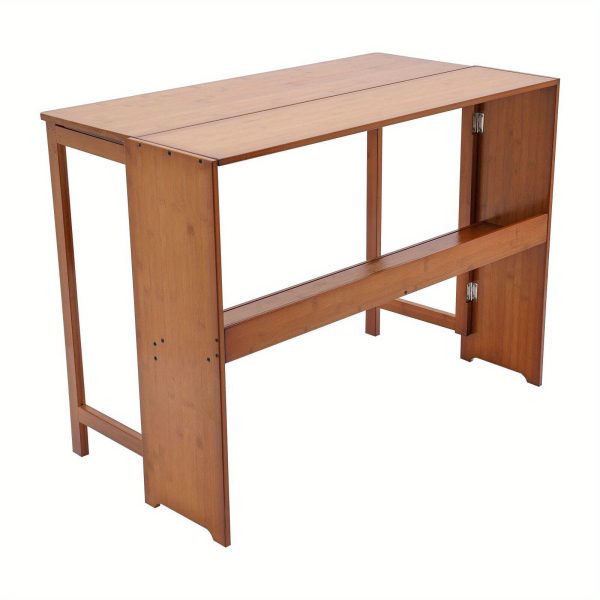 product-open-2602f5447a764c9cab235db74a6d4c83-goods Bamboo Folding Desk, Laptop Desk with Storage Shelf Writing Desk Vanity Table Small Computer Table Space Saving Workstation for Home Office Dark Brown