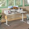 product-open-2627d43ac80545e2916ee06ab6088a26-goods 55×28 Inch Electric Standing Desk with Drawers | 3 Adjustable Height, Storage Shelf, Built-in USB Outlet, Memory Preset, Sit to Stand, Contemporary Style, White, Engineered Wood Top, Box Drawers, Floor Mount, by GALAXHERO