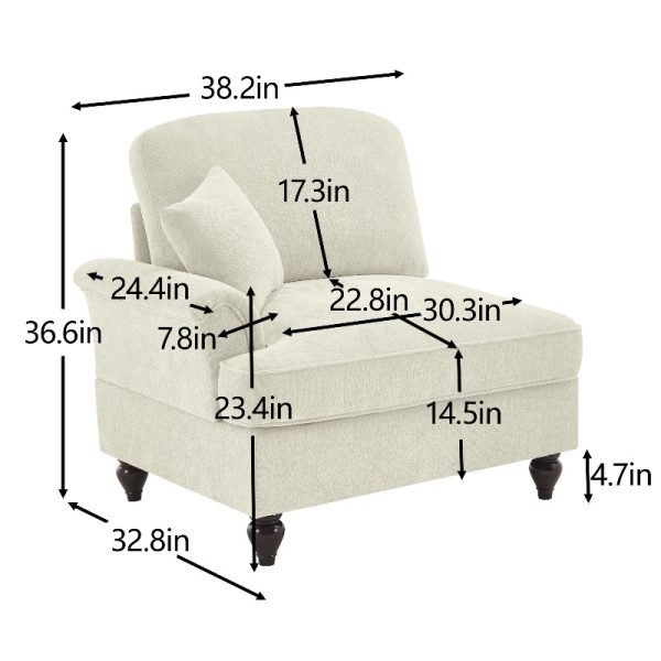 product-open-2655a80c7b224487bcea4231219bc263-goods Sofa Lsf Chenille W/1 Pillow -Beige White, Comfortable Backrest Sofa, Modern Minimalist Style, Suitable for Bedroom, Office, Dorm and Living Room, Easy to Clean, Easy to Install