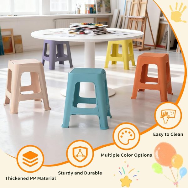 product-open-2684e5c2408b4856ba25a05fe2b687b0-goods 5/10 Pack Stackable Classroom Stools, 18.8" Height Colorful Nesting Plastic Stool, Portable Backless Chairs Flexible Seating for Classroom, School, Office, Home