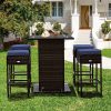 product-open-26a4d740efca45288b434ff53fe55c78-goods LIFEZEAL 5pcs Outdoor Patio Rattan Bar Table and 4 Stools with Hidden Storage Shelf, Cushion Chairs - -Weather PE Rattan & Frame, Red/Black/Navy/Beige Wicker Furniture for Poolside,, Backyard (Complete Set)