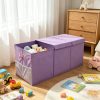 3-Grid Storage Organizer, Extra-Large Foldable Sturdy Basket with Mesh Pockets, 40 Inches Size, Pink Purple Grey Kids Container, Holiday Gift for Multi-Scene