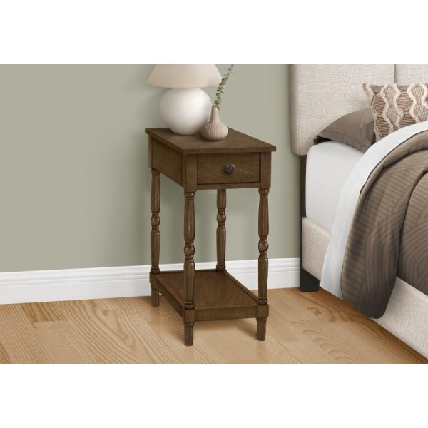 product-open-26fcc35f796f4f22935744b789c7d5e1-goods Accent Table 2 Tier End Side Table Nightstand Bedroom Narrow Lamp Storage Drawer Brown Veneer Traditional