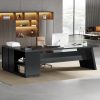 product-open-275cededf7814867b833fc60e1b94d1a-goods 78" Extra Wide Executive Desk - Heavy-Duty Home Office Desk with L-Shaped Workstation, Built-in Storage Drawers & File Cabinet, Walnut Finish - for Professional Office or Study - Easy Assembly, Desk Accessories Office, Spacious Workspace, Sophisticated Design, Engineered Wood Construction, Contemporary Furniture, Solid Build, Remote Workers