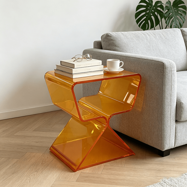 Acrylic Living Room Side Table, Minimalist Acrylic Side Table And Small Apartment Bedside Table, Modern Design, Transparent Home Decor, Living Room Display, Side Table, Easy And Luxurious Tea Set Style Design