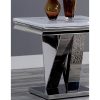 1pc End Table Modern Glam Style 18Mm Faux Marble on Top Rectangular V-Shape Pedestal Base Stainl Steel Metal Structure Chroma End Coffee Table-Not Included