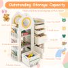 product-open-279f6ff57b4c4a1c800bac7dd973236a-goods COSTWAY Kids Storage Organizer, Multipurpose Chest and Bookshelf w/ Mobile Trolley, Enclosed Cabinets & Storage Bins, Side Bookshelves, Storage Cabinet w/ Unique Roof