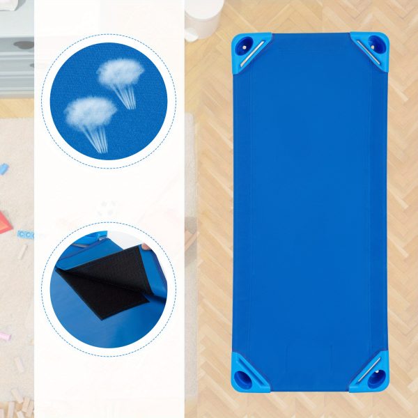 product-open-27a90e3d91ca4c80b55104bbc5826cc9-goods COSTWAY Heavy-Duty Stackable Daycare Cot - Preschool Naptime Rest Mat with Easy-Lift Corners & Detachable Oxford Fabric, Space-Saving Design, Standard Size for Daycares - 6-Pack, Blue, Cot for, Daycare Essentials, Playful Design, Durable Construction, Daycare Furniture, Parents And Caregivers