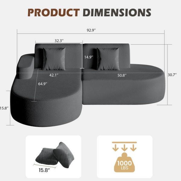 product-open-27ab37815e954af48e33cce555591c63-goods Modern L-Shaped Sectional Sofa with Chaise Lounge - Deep Seat Corner Couch, Boneless Cushion Design & Plush Sponge-Filled, Gray/Black/Beige/Green, Easy Assembly Contemporary Living Room & Bedroom Furniture, Space-Saving Modular Sofa for Apartments &