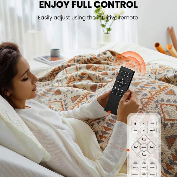 product-open-27d21483a2f64357bba5a7d7fccf4d07-goods Adjustable Bed Frame with Massage, Head And Foot Incline, Wireless Remote, 4 Built-In USB Ports, LED Night Light, 4 Height-Adjustable Legs, Electric Bed Base, Christmas Gifts