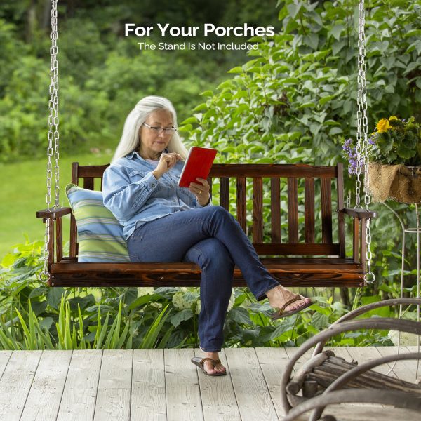 product-open-28dcfb27c92949d49e7fc58531e57a89-goods Wooden Swing, 4.7ft, Carbonized Finish, Simple Design, with 5.5mm Chain, 880.00lbs