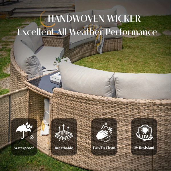 product-open-29bed153ac4142768df679757c0d600b-goods Patio Furniture Set 3-Seater/9-Seater Half Moon Sectional Outdoor Sofa with Cushions And Wedge Table for Patio Pool Balcony