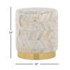 product-open-2a4ff907eee44c3993aaf408f87b3b09-goods Leather Ottoman in Golden Metal and Ivory Leather with Golden Splatter