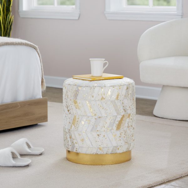 product-open-2a5be83c4ea34c40a4655b9a66243dc3-goods Leather Ottoman in Golden Metal and Ivory Leather with Golden Splatter