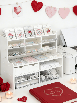 Desktop Storage Box, Multi-Tiered Desktop Shelf, Requires Manual Assembly, Suitable for Stationery, Cosmetics, Office Supplies | Space-Saving Partitioned Storage Box, a Great Valentine'S Day Gift Choice for Family Or Girlfriend
