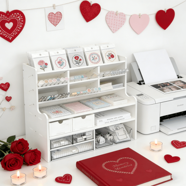 product-open-2ab3adf82b3e4a88b98789e63d169eea-goods Desktop Storage Box, Multi-Tiered Desktop Shelf, Requires Manual Assembly, Suitable for Stationery, Cosmetics, Office Supplies | Space-Saving Partitioned Storage Box, a Great Valentine'S Day Gift Choice for Family Or Girlfriend