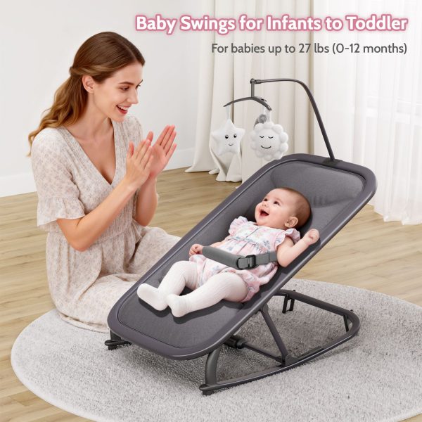 product-open-2b2d8a4748e34609bafbcac41d519b36-goods 2-in-1 Collapsible Bouncer and Rocker Seat - Lightweight, Quiet, 3-Position Adjustable Cradle -No Assembly Needed, Portable Nursery Chair, Ideal for Showers