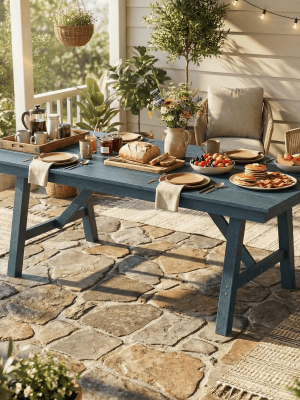 66.9" Outdoor Dining Table for 4-6, HDPE Patio Table with Umbrella Hole, Waterproof All-Weather Rectangular Table for Backyard, Poolside & Garden
