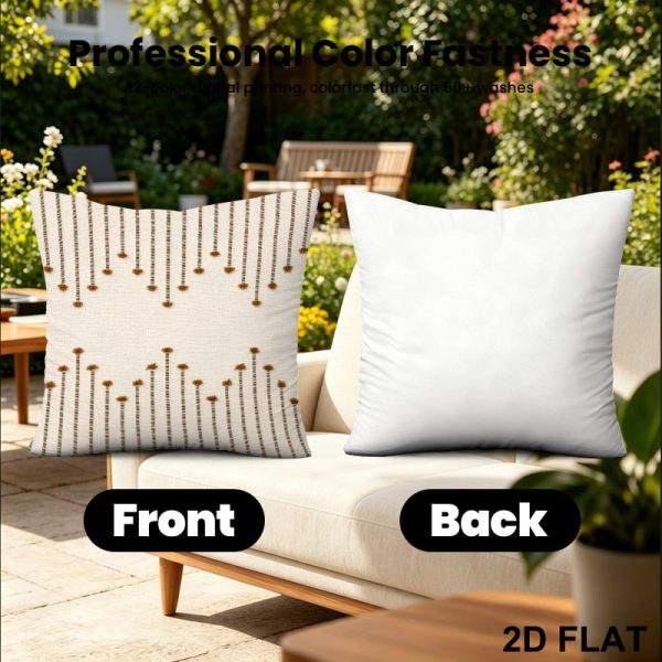 product-open-2ca91494ebb24d839a822e441423d712-goods 18x18 Inches Outdoor Patio Throw Pillow Cover, Delicate Vertical Striped Small Brown Motif Decorative Pillow Case, Great Spring Season Accent for Gardening, Perfect Housewarming & Holiday Gift for Family & Friend
