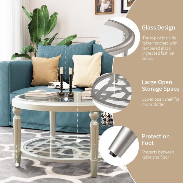 product-open-2cff6eb2a24c49ecbb229c781e8f7520-goods COSIEST Modern Coffee Table - Home Decor End Table - with Tempered Glass Top, Light Side Table End Table, Living Room, Sofa, Furniture