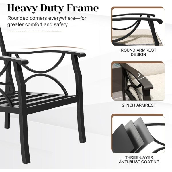 7pcs Outdoor Patio Furniture Set, Outdoor Metal Sectional Furniture with Cushions, Outdoor Conversation Seating Set with Coffee Table for Garden, Balcony, Deck, Backyard, Black