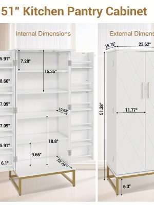 51" Office Cabinet with Adjustable Shelves, Office Organization Storage Cabinet, Large Office Storage Cabinet, Garage Storage Cabinet File Cabinet Printer Stand with Storage Shelves, Kitchen Pantry Cabinet, Tool Cabinet for Office, Home, Garage