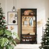 product-open-2fd2c7b8ab6c4a4ba3e804f2737ea8aa-goods Entryway Bench Design Featuring a Coat Rack, a 70.86-Inch Hall Tree with a Storage Bench, a Farmhouse-Style Hall Tree Equipped with Five Hooks And Adjustable Shoe Storage, Perfect for The Entryway Or Hallway