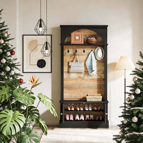 product-open-2fd2c7b8ab6c4a4ba3e804f2737ea8aa-goods Entryway Bench Design Featuring a Coat Rack, a 70.86-Inch Hall Tree with a Storage Bench, a Farmhouse-Style Hall Tree Equipped with Five Hooks And Adjustable Shoe Storage, Perfect for The Entryway Or Hallway