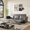 product-open-30a3ff09d69b4d858b3d1d9ed59f89c6-goods Modern Convertible Sofa Bed 93.7' Space-Saving Sleeper with Pull-Out Design Three-Seater Leather Folding Transformable Durable Luxurious Suitable Adjustable Backrest Plush Cushions Cozy for Living Room